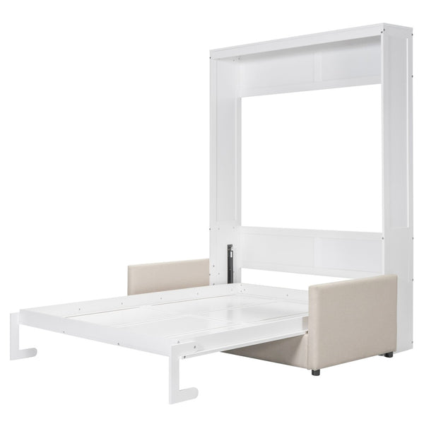 HomeRoots White Wood Queen Murphy Bed - Stylish Space-Saving Solution for Guest Rooms, Studios & Apartments 596511
