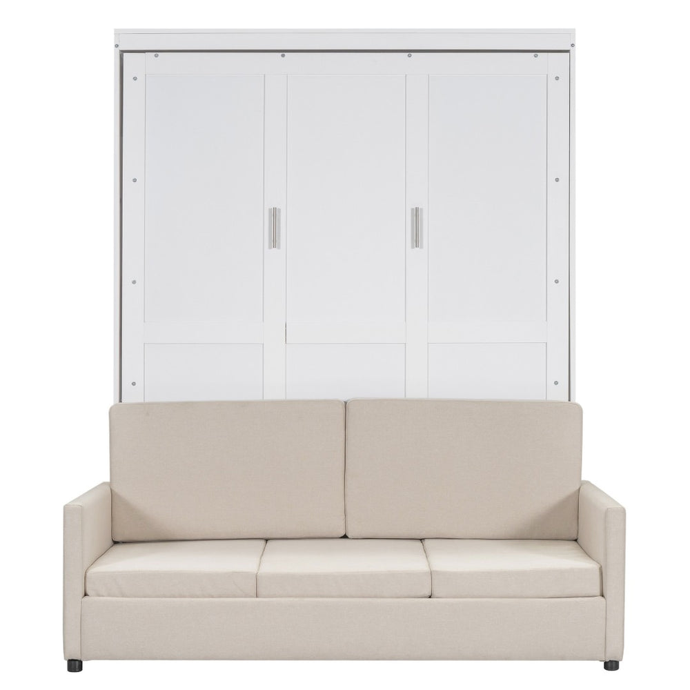 HomeRoots White Wood Queen Murphy Bed - Stylish Space-Saving Solution for Guest Rooms, Studios & Apartments 596511