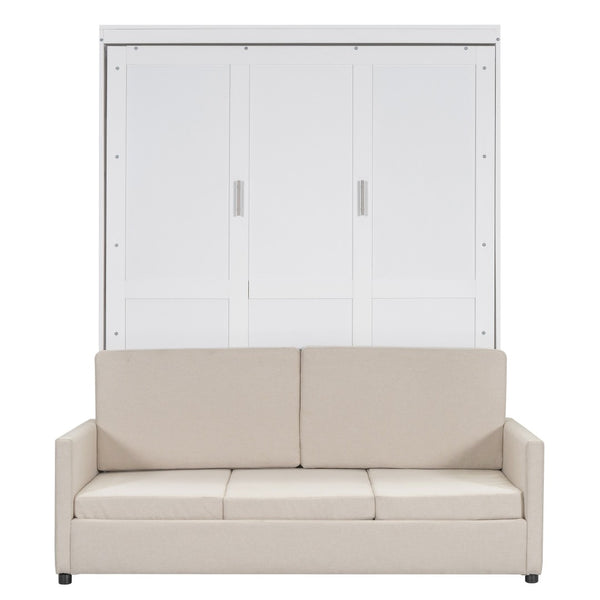 HomeRoots White Wood Queen Murphy Bed - Stylish Space-Saving Solution for Guest Rooms, Studios & Apartments 596511