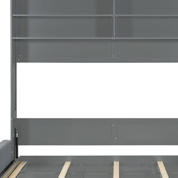 HomeRoots Gray Wood Queen Murphy Bed - Elegant Space-Saving Solution for Compact Rooms, Durable & Stylish Design 596512