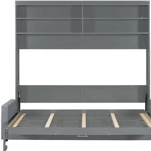 HomeRoots Gray Wood Queen Murphy Bed - Elegant Space-Saving Solution for Compact Rooms, Durable & Stylish Design 596512