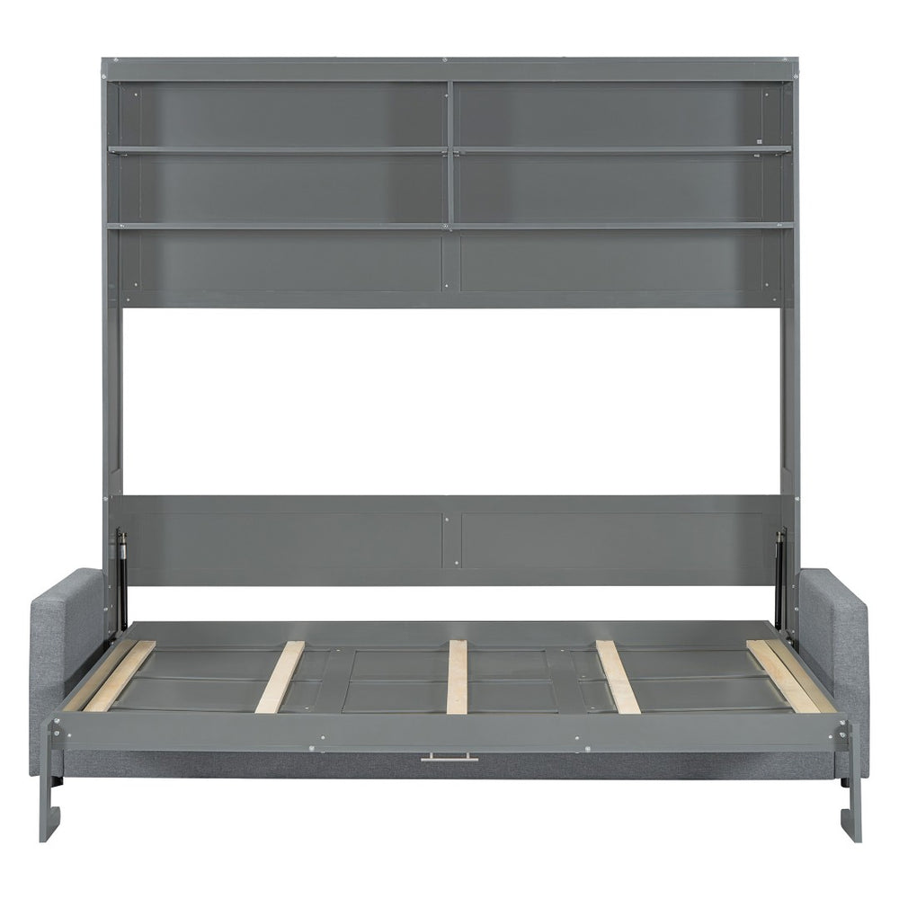 HomeRoots Gray Wood Queen Murphy Bed - Elegant Space-Saving Solution for Compact Rooms, Durable & Stylish Design 596512