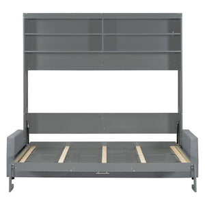 HomeRoots Gray Wood Queen Murphy Bed - Elegant Space-Saving Solution for Compact Rooms, Durable & Stylish Design 596512