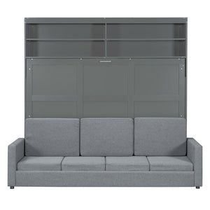 HomeRoots Gray Wood Queen Murphy Bed - Elegant Space-Saving Solution for Compact Rooms, Durable & Stylish Design 596512