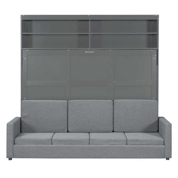 HomeRoots Gray Wood Queen Murphy Bed - Elegant Space-Saving Solution for Compact Rooms, Durable & Stylish Design 596512