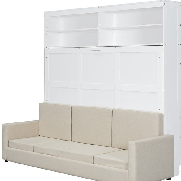 HomeRoots White Wood Queen Murphy Bed - Space-Saving Elegance with Easy Conversion for Stylish Interiors 596513