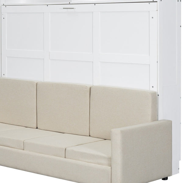 HomeRoots White Wood Queen Murphy Bed - Space-Saving Elegance with Easy Conversion for Stylish Interiors 596513