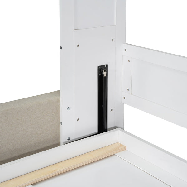 HomeRoots White Wood Queen Murphy Bed - Space-Saving Elegance with Easy Conversion for Stylish Interiors 596513