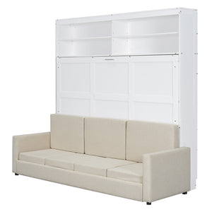 HomeRoots White Wood Queen Murphy Bed - Space-Saving Elegance with Easy Conversion for Stylish Interiors 596513