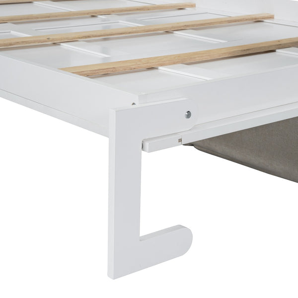 HomeRoots White Wood Queen Murphy Bed - Space-Saving Elegance with Easy Conversion for Stylish Interiors 596513