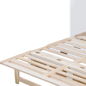 HomeRoots White Wood Full Murphy Bed - Space-Saving Design for Guest Rooms, Stylish Cabinet Storage, Durable Comfort 596514