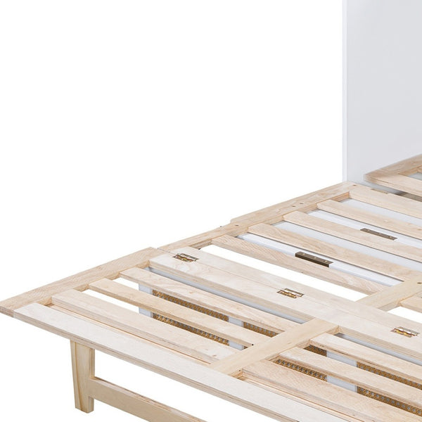 HomeRoots White Wood Full Murphy Bed - Space-Saving Design for Guest Rooms, Stylish Cabinet Storage, Durable Comfort 596514