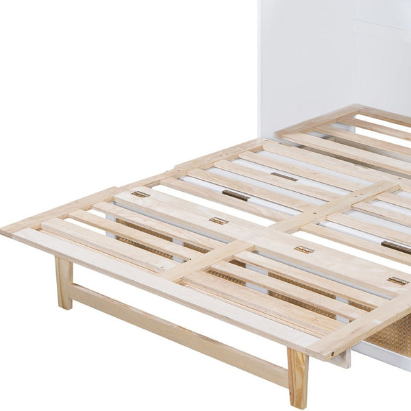 HomeRoots White Wood Full Murphy Bed - Space-Saving Design for Guest Rooms, Stylish Cabinet Storage, Durable Comfort 596514