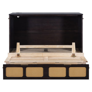 HomeRoots Espresso Wood Full Murphy Bed - Elegant Space-Saving Solution for Small Rooms & Guest Areas 596515