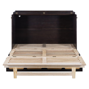 HomeRoots Espresso Wood Full Murphy Bed - Elegant Space-Saving Solution for Small Rooms & Guest Areas 596515