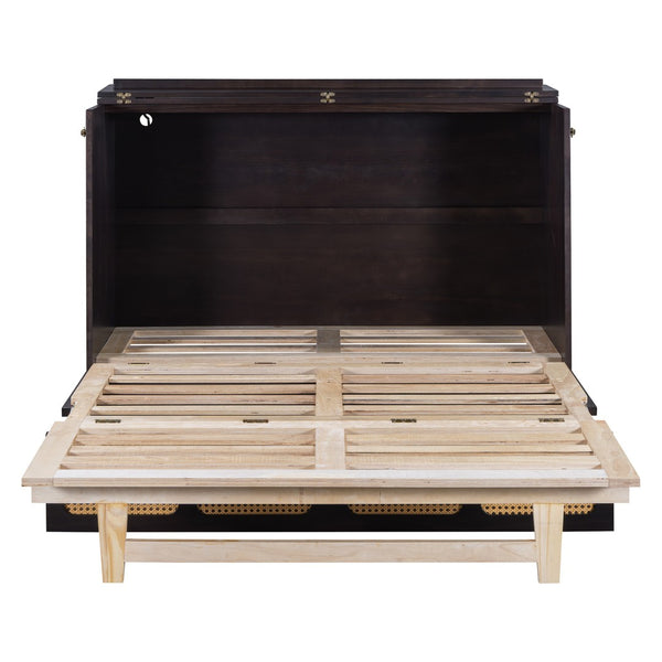 HomeRoots Espresso Wood Full Murphy Bed - Elegant Space-Saving Solution for Small Rooms & Guest Areas 596515