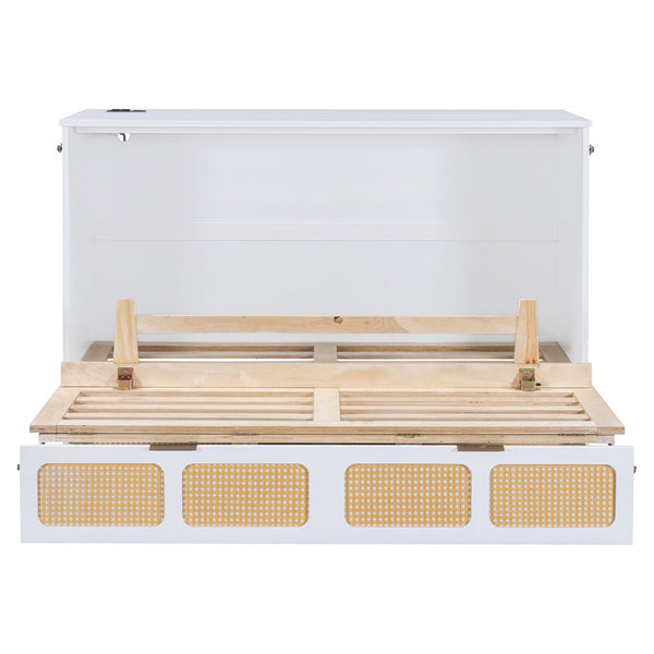 HomeRoots White Wood Queen Murphy Bed - Space-Saving Elegance for Stylish Guest Rooms and Multi-Purpose Areas 596516