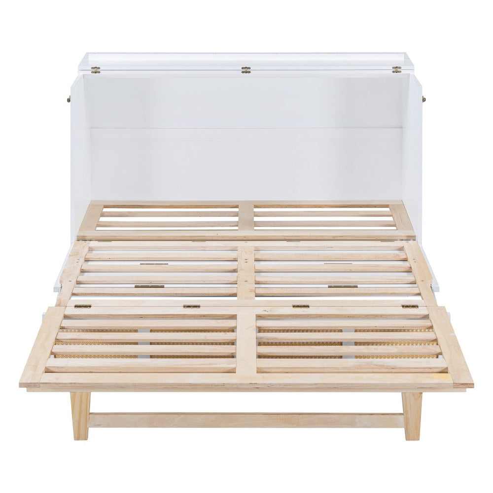 HomeRoots White Wood Queen Murphy Bed - Space-Saving Elegance for Stylish Guest Rooms and Multi-Purpose Areas 596516