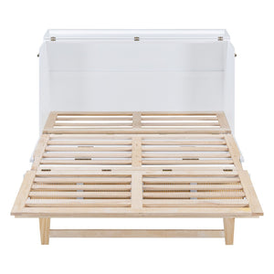 HomeRoots White Wood Queen Murphy Bed - Space-Saving Elegance for Stylish Guest Rooms and Multi-Purpose Areas 596516