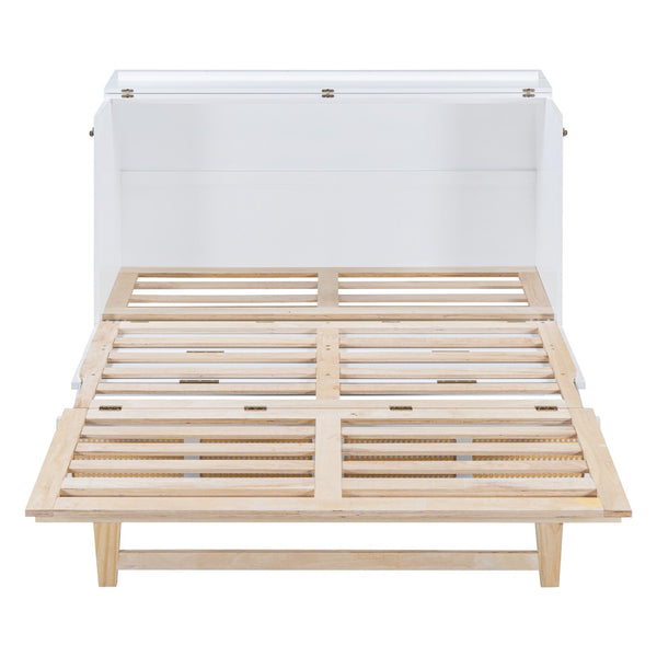 HomeRoots White Wood Queen Murphy Bed - Space-Saving Elegance for Stylish Guest Rooms and Multi-Purpose Areas 596516