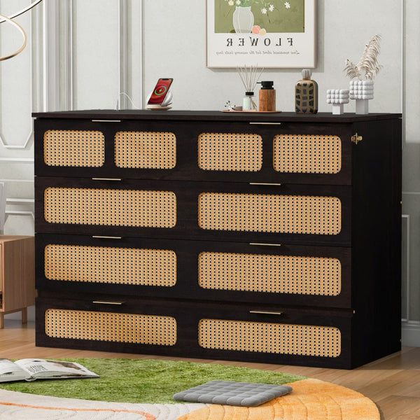 HomeRoots Espresso Wood Queen Murphy Bed - Space-Saving Elegance for Stylish Guest Rooms & Studios 596517
