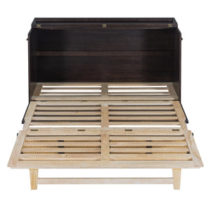 HomeRoots Espresso Wood Queen Murphy Bed - Space-Saving Elegance for Stylish Guest Rooms & Studios 596517