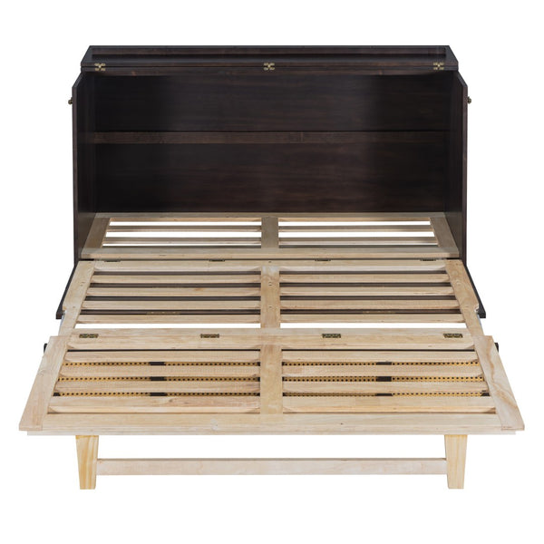 HomeRoots Espresso Wood Queen Murphy Bed - Space-Saving Elegance for Stylish Guest Rooms & Studios 596517