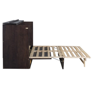 HomeRoots Espresso Wood Queen Murphy Bed - Space-Saving Elegance for Stylish Guest Rooms & Studios 596517