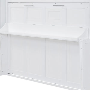 HomeRoots White Wood Full Murphy Bed - Stylish Space-Saving Design for Small Rooms, Guest Spaces & Multi-Use Areas 596518