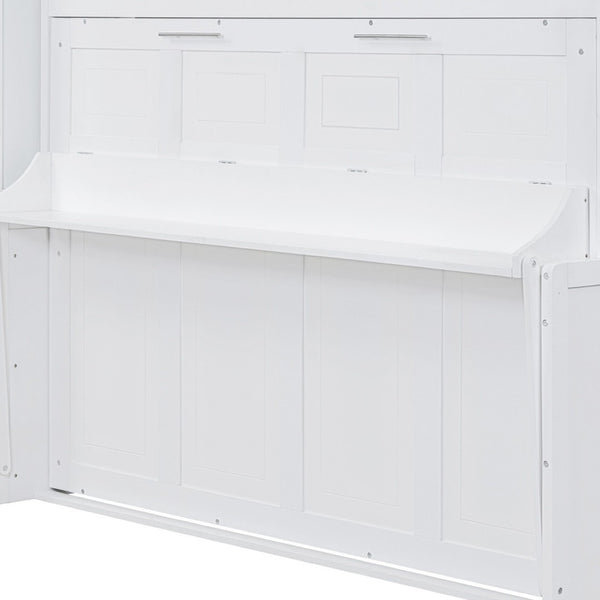 HomeRoots White Wood Full Murphy Bed - Stylish Space-Saving Design for Small Rooms, Guest Spaces & Multi-Use Areas 596518