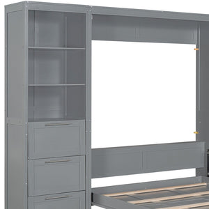 HomeRoots Gray Wood Queen Murphy Bed: Space-Saving, Stylish, and Versatile Solution for Modern Living Spaces 596519