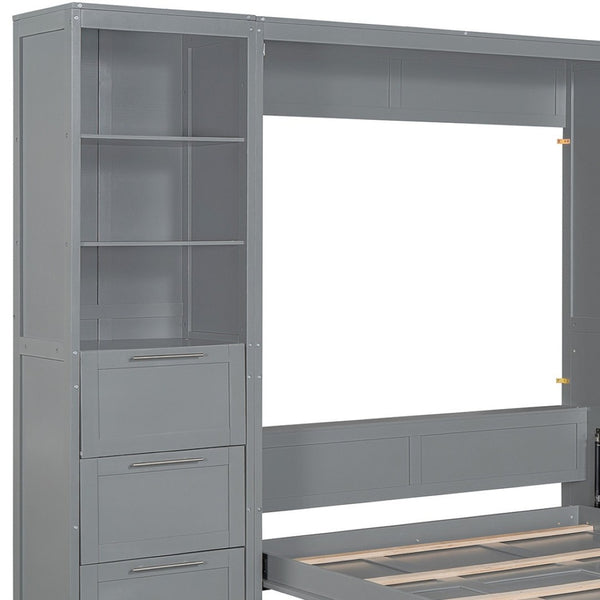 HomeRoots Gray Wood Queen Murphy Bed: Space-Saving, Stylish, and Versatile Solution for Modern Living Spaces 596519