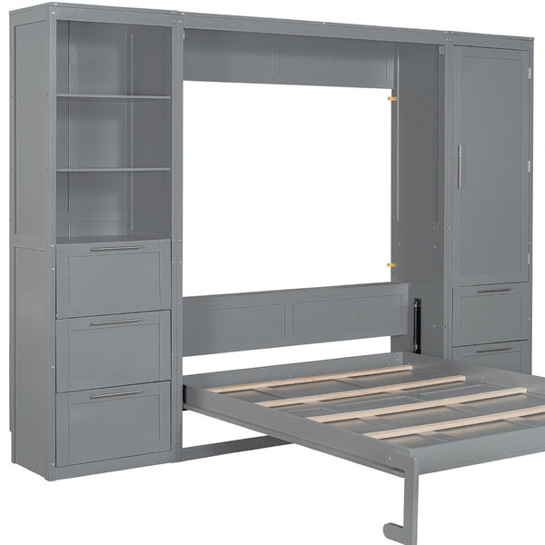 HomeRoots Gray Wood Queen Murphy Bed: Space-Saving, Stylish, and Versatile Solution for Modern Living Spaces 596519