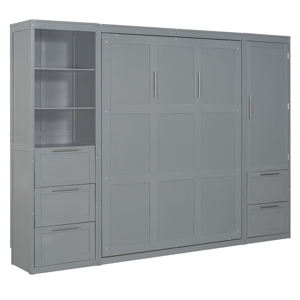 HomeRoots Gray Wood Queen Murphy Bed: Space-Saving, Stylish, and Versatile Solution for Modern Living Spaces 596519
