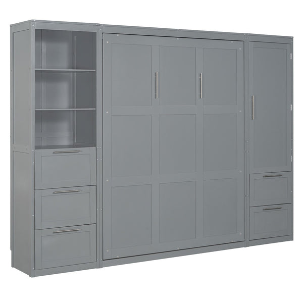HomeRoots Gray Wood Queen Murphy Bed: Space-Saving, Stylish, and Versatile Solution for Modern Living Spaces 596519