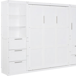 HomeRoots White Wood Queen Murphy Bed – Stylish Space-Saving Design for Guest Rooms, Studios & Multi-Use Areas 596520