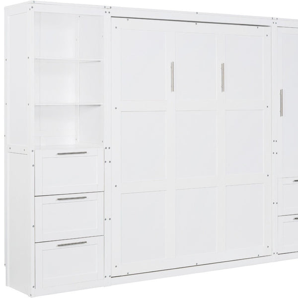 HomeRoots White Wood Queen Murphy Bed – Stylish Space-Saving Design for Guest Rooms, Studios & Multi-Use Areas 596520