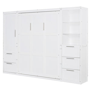 HomeRoots White Wood Queen Murphy Bed – Stylish Space-Saving Design for Guest Rooms, Studios & Multi-Use Areas 596520