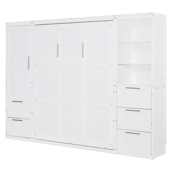 HomeRoots White Wood Queen Murphy Bed – Stylish Space-Saving Design for Guest Rooms, Studios & Multi-Use Areas 596520