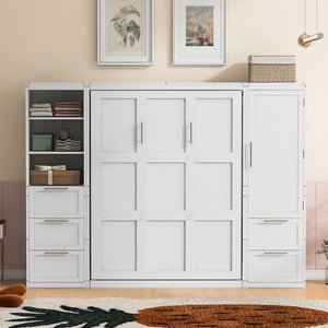 HomeRoots White Wood Queen Murphy Bed – Stylish Space-Saving Design for Guest Rooms, Studios & Multi-Use Areas 596520