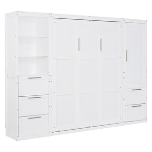 HomeRoots White Wood Queen Murphy Bed – Stylish Space-Saving Design for Guest Rooms, Studios & Multi-Use Areas 596520