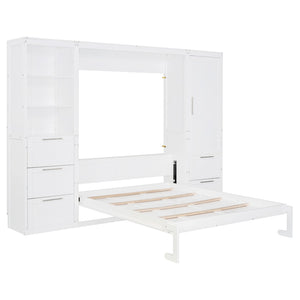 HomeRoots White Wood Queen Murphy Bed – Stylish Space-Saving Design for Guest Rooms, Studios & Multi-Use Areas 596520