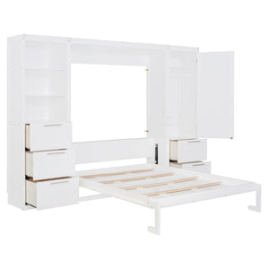 HomeRoots White Wood Queen Murphy Bed – Stylish Space-Saving Design for Guest Rooms, Studios & Multi-Use Areas 596520