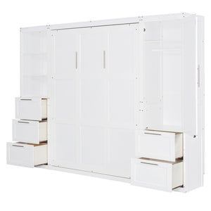 HomeRoots White Wood Queen Murphy Bed – Stylish Space-Saving Design for Guest Rooms, Studios & Multi-Use Areas 596520