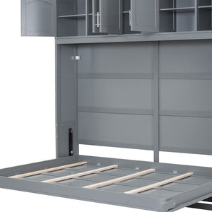 HomeRoots Gray Wood Full Murphy Bed - Space-Saving Elegance with Contemporary Design for Stylish Living Spaces 596521