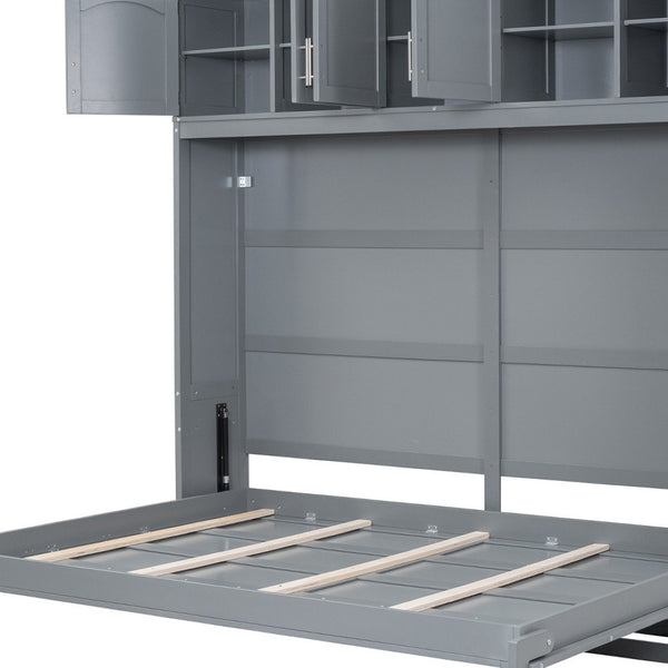 HomeRoots Gray Wood Full Murphy Bed - Space-Saving Elegance with Contemporary Design for Stylish Living Spaces 596521