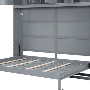 HomeRoots Gray Wood Full Murphy Bed - Space-Saving Elegance with Contemporary Design for Stylish Living Spaces 596521