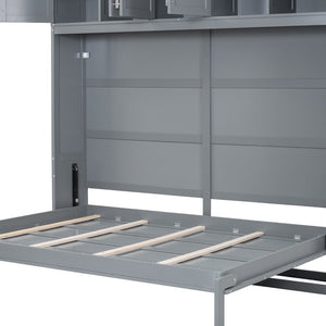 HomeRoots Gray Wood Full Murphy Bed - Space-Saving Elegance with Contemporary Design for Stylish Living Spaces 596521