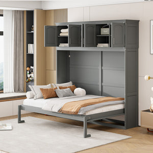 HomeRoots Gray Wood Full Murphy Bed - Space-Saving Elegance with Contemporary Design for Stylish Living Spaces 596521