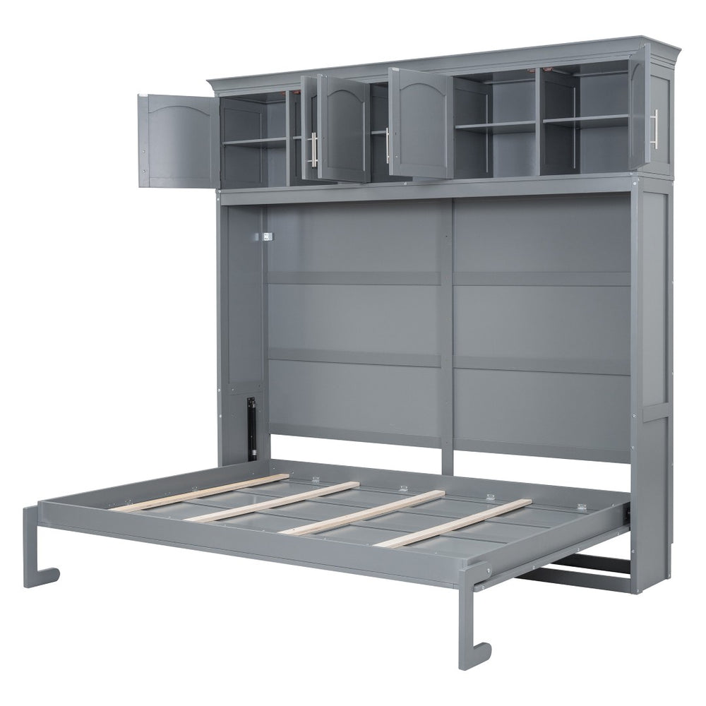 HomeRoots Gray Wood Full Murphy Bed - Space-Saving Elegance with Contemporary Design for Stylish Living Spaces 596521